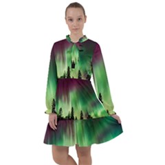 Aurora-borealis-northern-lights All Frills Chiffon Dress