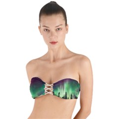 Aurora-borealis-northern-lights Twist Bandeau Bikini Top