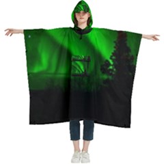 Aurora-borealis-northern-lights- Women s Hooded Rain Ponchos by Ket1n9