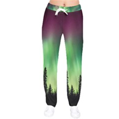 Aurora-borealis-northern-lights Women Velvet Drawstring Pants