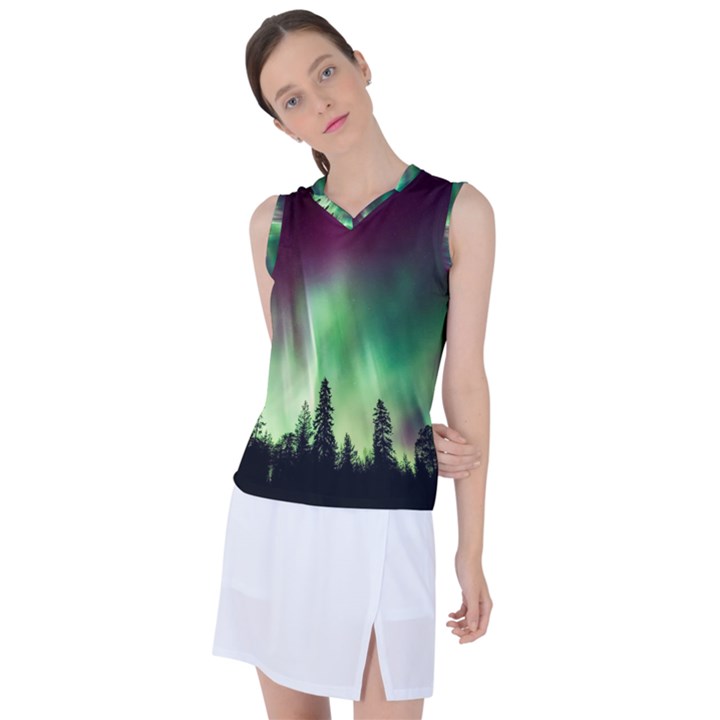 Aurora-borealis-northern-lights Women s Sleeveless Sports Top