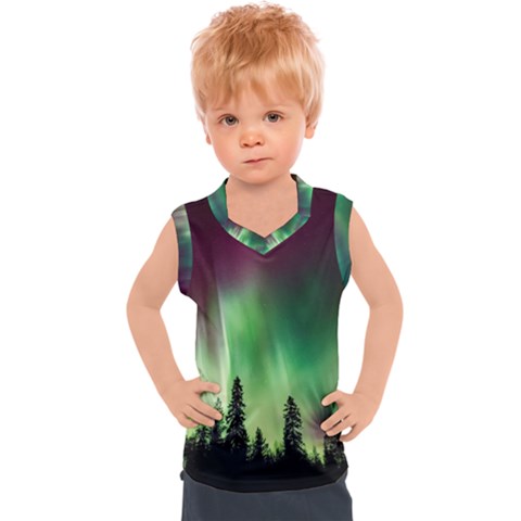 Aurora-borealis-northern-lights Kids  Sport Tank Top by Ket1n9