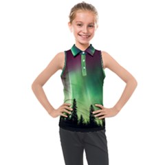 Aurora-borealis-northern-lights Kids  Sleeveless Polo T-Shirt