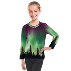 Aurora-borealis-northern-lights Kids  Long Mesh T-Shirt