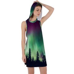 Aurora-borealis-northern-lights Racer Back Hoodie Dress