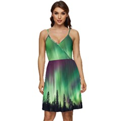 Aurora-borealis-northern-lights V-Neck Pocket Summer Dress 