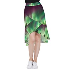 Aurora-borealis-northern-lights Frill Hi Low Chiffon Skirt