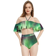 Aurora-borealis-northern-lights Halter Flowy Bikini Set 