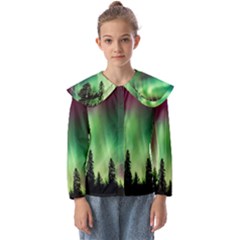 Aurora-borealis-northern-lights Kids  Peter Pan Collar Blouse