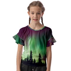 Aurora-borealis-northern-lights Kids  Cut Out Flutter Sleeves