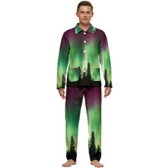 Aurora-borealis-northern-lights Men s Long Sleeve Velvet Pocket Pajamas Set