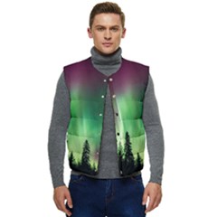 Aurora-borealis-northern-lights Men s Button Up Puffer Vest	