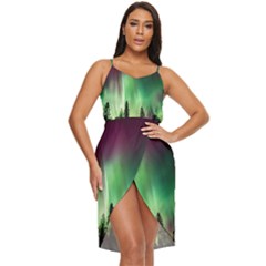 Aurora-borealis-northern-lights Tulip Hem Mini Chiffon Dress