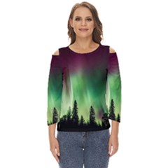 Aurora-borealis-northern-lights Cut Out Wide Sleeve Top