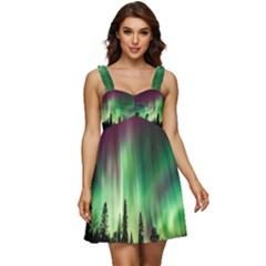 Aurora-borealis-northern-lights Ruffle Strap Babydoll Chiffon Dress