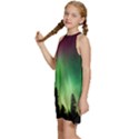 Aurora-borealis-northern-lights Kids  Halter Collar Waist Tie Chiffon Dress View2