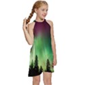 Aurora-borealis-northern-lights Kids  Halter Collar Waist Tie Chiffon Dress View3