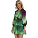 Aurora-borealis-northern-lights V-Neck Placket Mini Dress View2