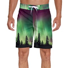 Aurora-borealis-northern-lights Men s Beach Shorts