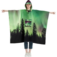 Aurora-borealis-northern-lights Women s Hooded Rain Ponchos