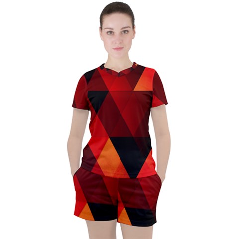 Abstract Triangle Wallpaper Women s T-shirt And Shorts Set by Ket1n9