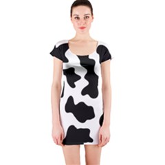 Animal-print-black-and-white-black Short Sleeve Bodycon Dress by Ket1n9