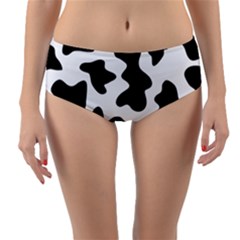 Animal-print-black-and-white-black Reversible Mid-waist Bikini Bottoms