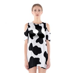Animal-print-black-and-white-black Shoulder Cutout One Piece Dress