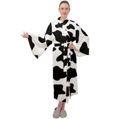 Animal-print-black-and-white-black Maxi Velvet Kimono by Ket1n9