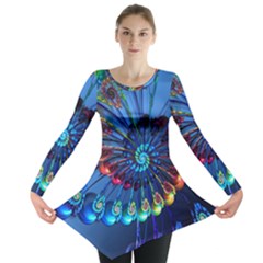 Top Peacock Feathers Long Sleeve Tunic  by Ket1n9
