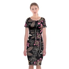 Flower Art Pattern Classic Short Sleeve Midi Dress by Ket1n9