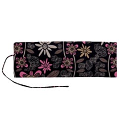 Flower Art Pattern Roll Up Canvas Pencil Holder (m) by Ket1n9