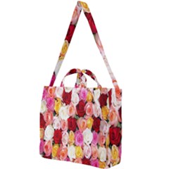 Rose Color Beautiful Flowers Square Shoulder Tote Bag by Ket1n9