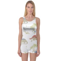 Dinosaur Art Pattern One Piece Boyleg Swimsuit