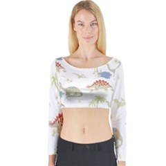 Dinosaur Art Pattern Long Sleeve Crop Top