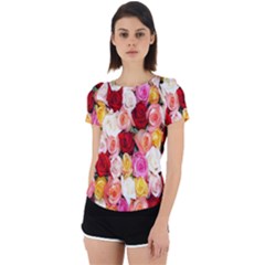 Rose Color Beautiful Flowers Back Cut Out Sport T-shirt by Ket1n9