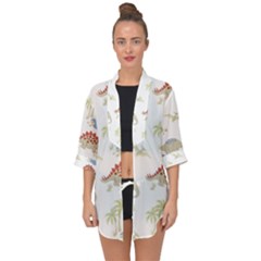 Dinosaur Art Pattern Open Front Chiffon Kimono by Ket1n9