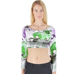 Horse-horses-animal-world-green Long Sleeve Crop Top