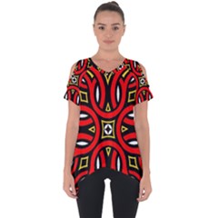 Traditional Art Pattern Cut Out Side Drop T-shirt