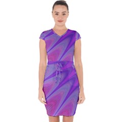 Purple-star-sun-sunshine-fractal Capsleeve Drawstring Dress 