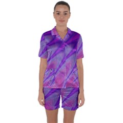 Purple-star-sun-sunshine-fractal Satin Short Sleeve Pajamas Set by Ket1n9