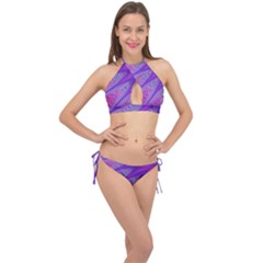 Purple-star-sun-sunshine-fractal Cross Front Halter Bikini Set by Ket1n9