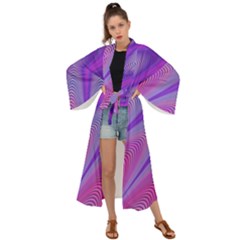 Purple-star-sun-sunshine-fractal Maxi Kimono by Ket1n9