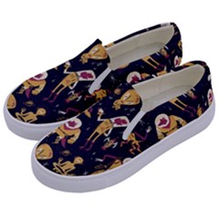 Alien Surface Pattern Kids  Canvas Slip Ons by Ket1n9