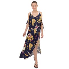 Alien Surface Pattern Maxi Chiffon Cover Up Dress