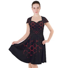 Abstract Pattern Honeycomb Cap Sleeve Midi Dress by Ket1n9