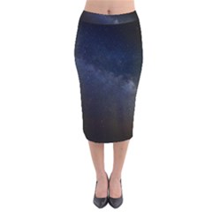 Cosmos-dark-hd-wallpaper-milky-way Velvet Midi Pencil Skirt by Ket1n9