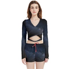 Cosmos-dark-hd-wallpaper-milky-way Velvet Wrap Crop Top And Shorts Set by Ket1n9