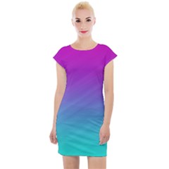 Background-pink-blue-gradient Cap Sleeve Bodycon Dress