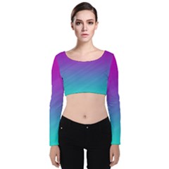 Background-pink-blue-gradient Velvet Long Sleeve Crop Top by Ket1n9